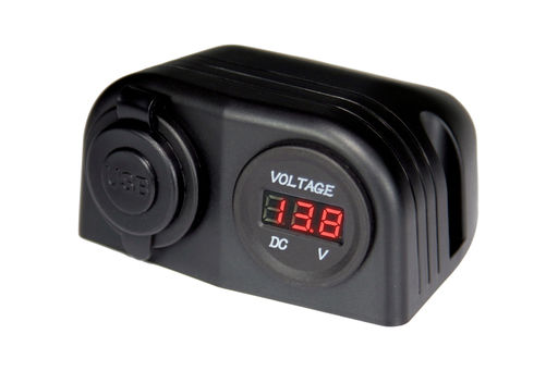 DC Dual USB Car Charger And DC Voltmeter Housing  Mount