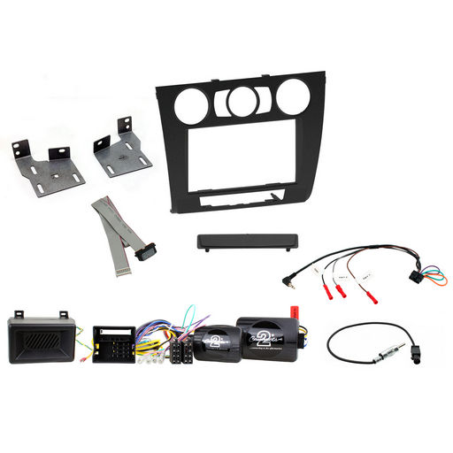 DOUBLE DIN BLACK INSTALL KIT TO SUIT BMW - 1 SERIES (WITH MANUAL CLIMATE CONTROL)