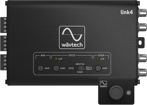 WAVTECH 4-CHANNEL SUMMING / LINE OUTPUT CONVERTER WITH AUX-IN & REMOTE (LINK4)