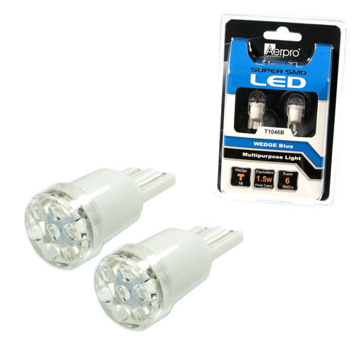 PAIR OF T10 WEDGE BLUE SUPER SMD LED