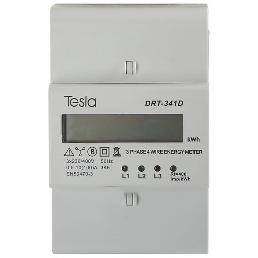 100A DIN RAIL MOUNT 3 PHASE KWH METER 400V