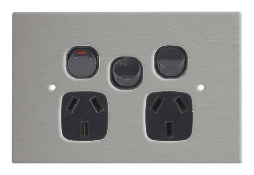 HORIZONTAL WALL POWER OUTLET 10A + SWITCH