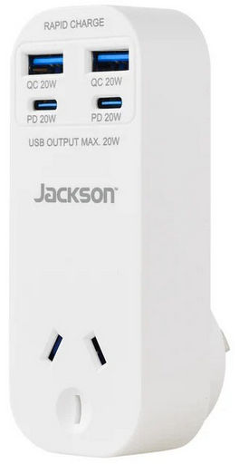 WALL CHARGER 2x USB-A / 2x USB-C PD 20W