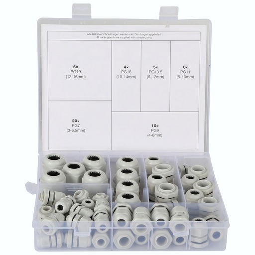 NYLON CABLE GLAND KIT - 50 PIECES