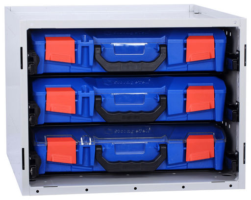 STORAGETEK CABINET WITH 3 SMALL ABS CASES