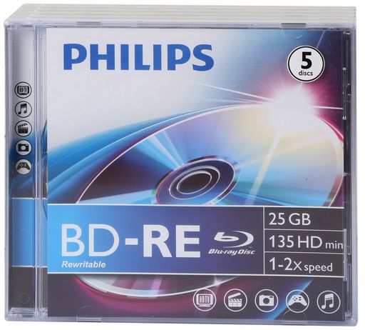 PHILIPS BLU-RAY BD-RE 25GB 5-DISCS PACK