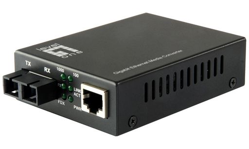 RJ45 TO SC GIGABIT MEDIA CONVERTER, SINGLE-MODE FIBER, 20KM