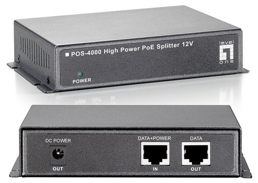 Fast Ethernet High Power PoE Splitter 12V DC Output - Level1