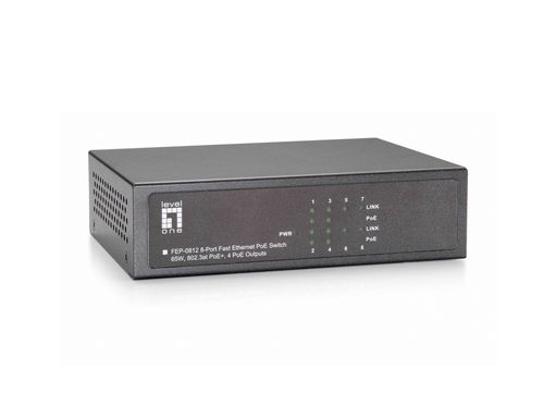 8-Port Fast Ethernet PoE Switch 802.3at/af PoE 4 PoE Outputs 120W - Level1