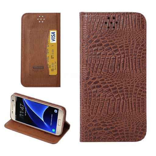 CROCODILE TEXTURE LEATHER CASE WITH CARD SLOTS AND STAND