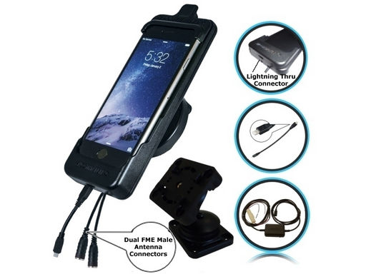 SWIVEL DASH MOUNT PHONE CRADLE WITH DUAL ANTENNA CONNECTIONS