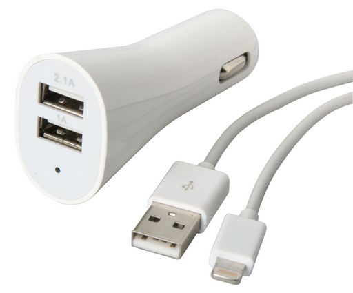 <NLA>LIGHTNING USB CABLE WITH 2.1A DUAL USB  CAR CHARGER