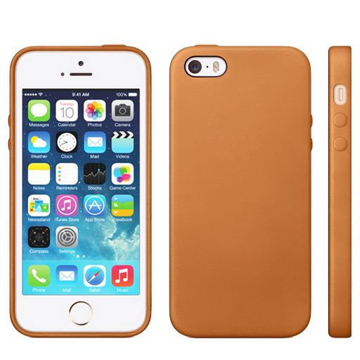 FLEXIBLE CASE WITH LEATHER FOR iPHONE 5 / 5 / SE