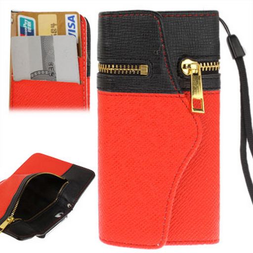 LEATHER CASE FOR APPLE iPHONE 5 / 5S / SE WITH CARD HOLDER AND ZIPPER