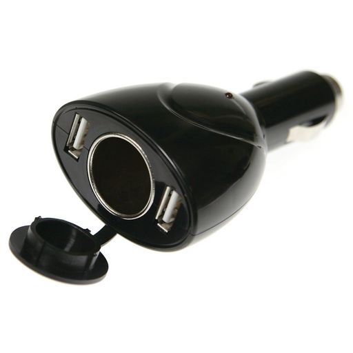 <NLA>DUAL USB CAR CHARGER WITH 12V SOCKET OUT