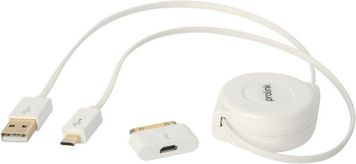 USB TO MICRO USB WITH APPLE 30 PIN ADAPTOR RETRACTABLE