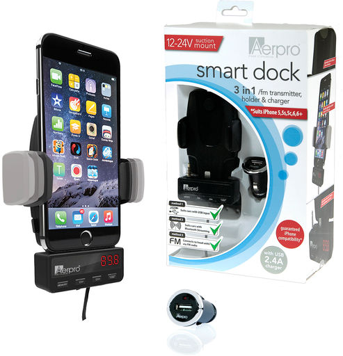 AERPRO SMART DOCK WITH SUCTION MOUNT FOR APPLE IPHONE 5 / 5S / 5C / 6 / 6 PLUS