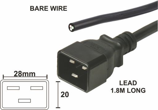 IEC C20 15A HEAVY-DUTY TO BARE WIRE