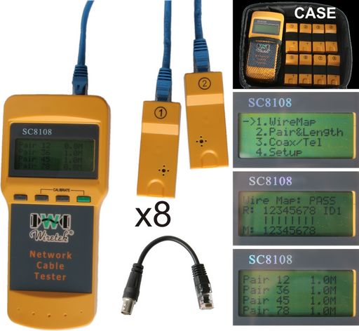 NETWORK CABLE TESTER WITH 8 RECEIVERS