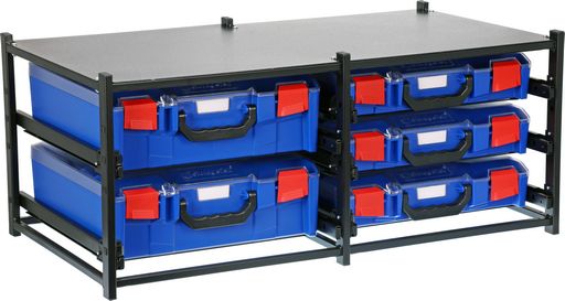 STORAGETEK DUAL FRAME WITH 2 LARGE & 3 SMALL CASES
