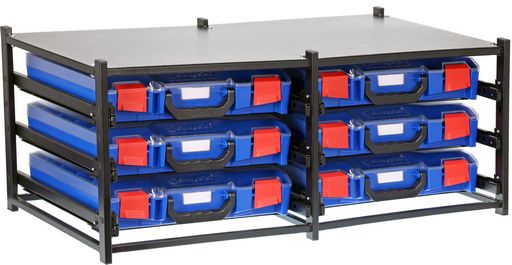 STORAGETEK DUAL FRAME WITH 6 SMALL CASES