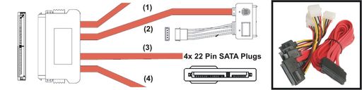 HARD-DRIVE CABLE - SAS 32P TO SATA 22P [X4]