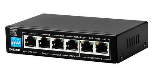 6-PORT 10/100 SWITCH WITH 4 PoE PORTS AND 2 UPLINK PORTS - D-LINK