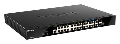 28-PORT GIGABIT SMART MANAGED STACKABLE PoE+ SWITCH WITH 20 PoE+ 1000BASE-T, 4 POE+ 2.5GBASE-T AND 4 10GB PORTS