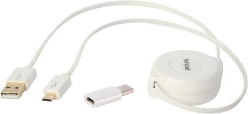 RETRACTABLE MICRO USB CABLE WITH USB-C ADAPTOR