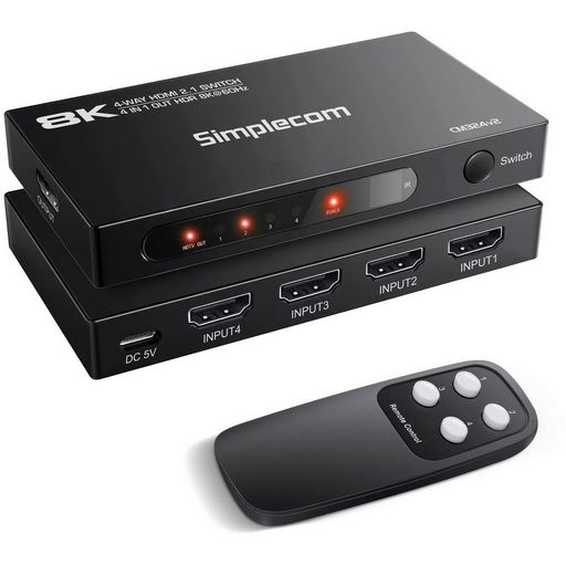 4x1 HDMI SWITCH 8K60 + REMOTE - SIMPLECOM