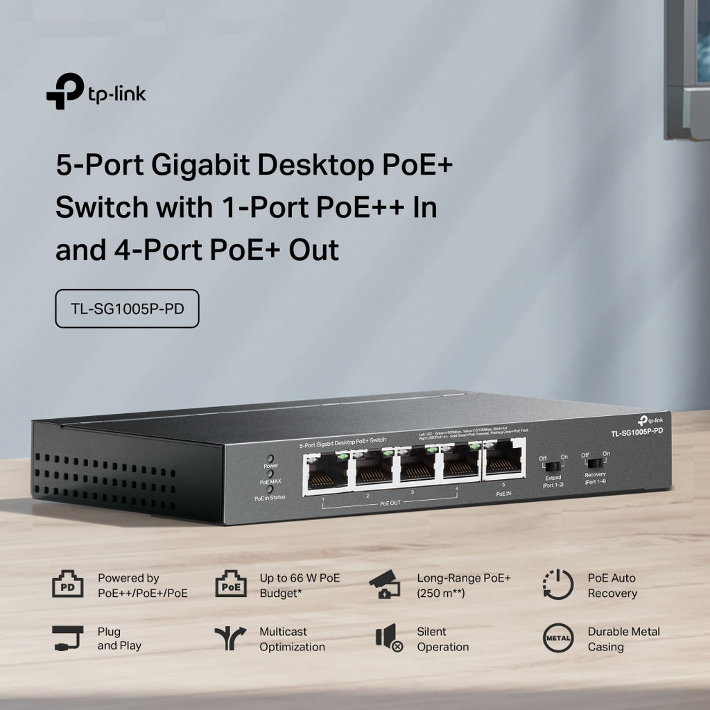 TL-SG1005P-PD 5 Port Gigabit Desktop Switch With 4 Port Poe+ | Wagner ...