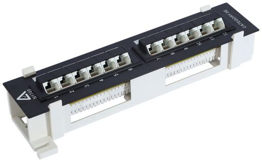 WALL MOUNT PATCH PANEL 45° - 12x UTP PORTS
