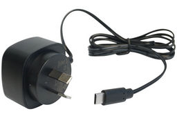 CTC1011BK Mains USB Charger 5V 2.5A with integrated 1.2m USB-C charging cable (Black), retail packaging