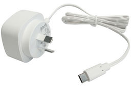 CTC1011WH Mains USB Charger 5V 2.5A with integrated 1.2m USB-C charging cable (White), retail packaging
