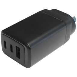 CTC1031BK Mains USB Charger QC3.0 USB-A + 2x USB-C PD Socket (65W max), Black, Retail packaging