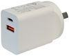 CTC1030WH Mains USB Charger QC3.0 USB-A + USB-C PD Socket (30W max), White, Retail packaging