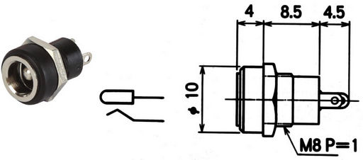 2.5mm DC SOCKET PANEL MOUNT