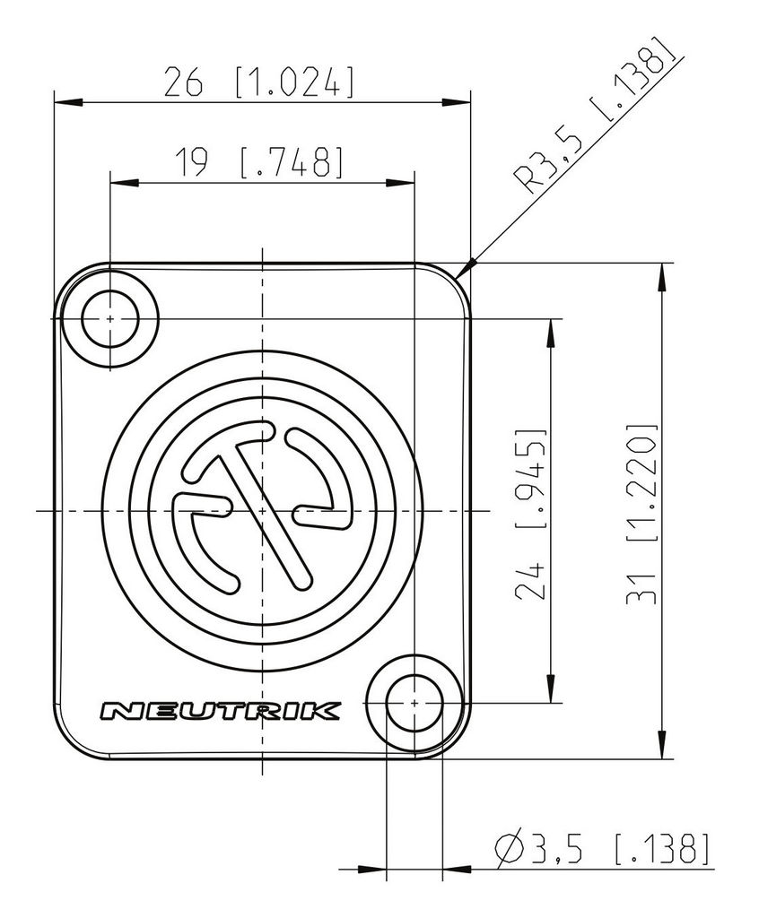 NU DBA BL Xlr D Shape Blanking Plate Neutrik Xlr Accessories 